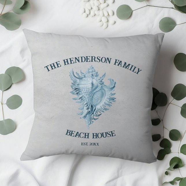 Blue Conch Shell Throw Pillow (Blue Conch Shell Throw Pillow)