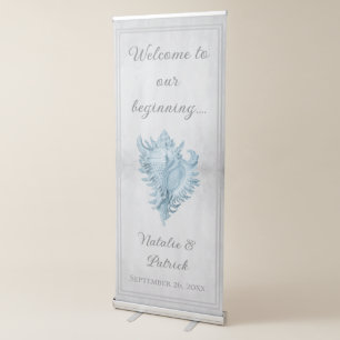 Blue Conch Shell Wedding Retractable Banner