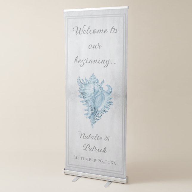 Blue Conch Shell Wedding Retractable Banner (3/4)