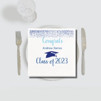 blue confetti 2023 graduation  -  Congrats 