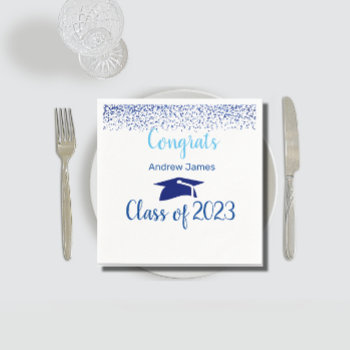 Blue Confetti 2024 Graduation  -  Congrats  Napkins by almawad at Zazzle