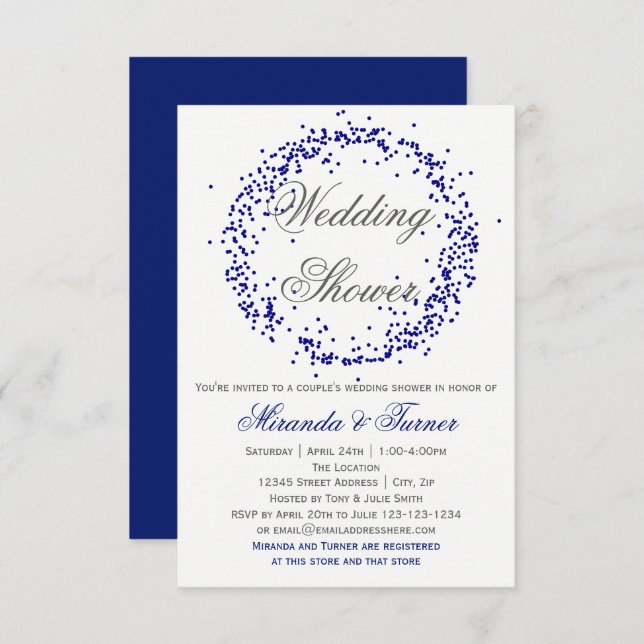 Blue Confetti - 3X5 Couple's Wedding Shower Invite (Front/Back)
