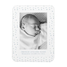 Blue Confetti Baby Birth Announcement Photo Magnet