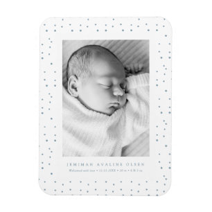 Blue Confetti Baby Birth Announcement Photo Magnet