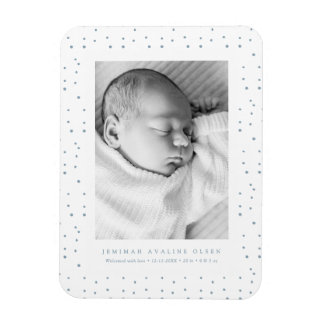 Blue Confetti Baby Birth Announcement Photo Magnet