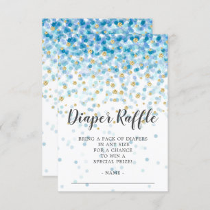Blue Confetti Baby Shower Diaper Raffle Ticket Invitation