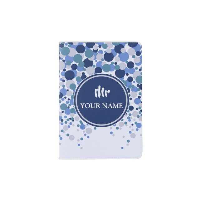 Blue Confetti - Personalized Passport Holder (Front)