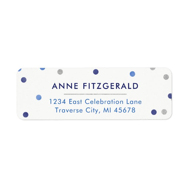 Blue Confetti Return Address Labels (Front)