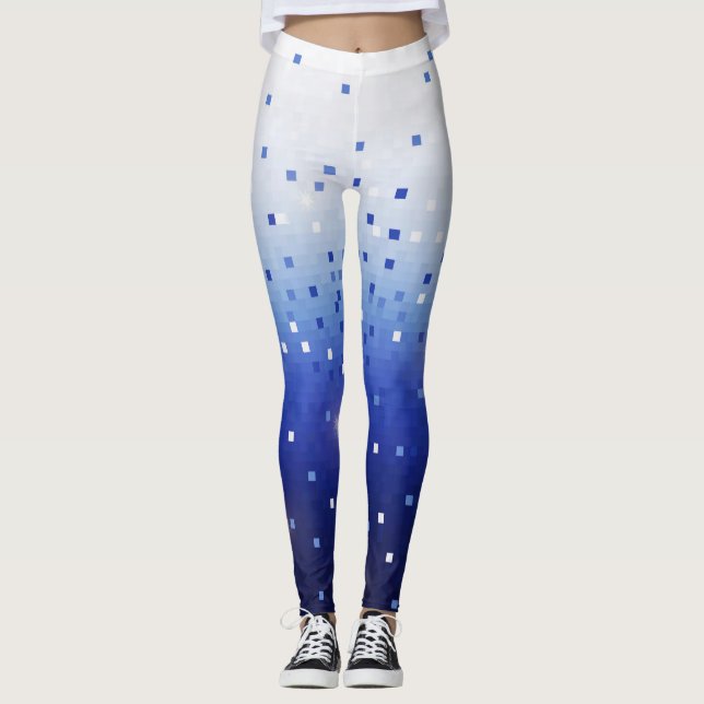 Blue Confetti Squares Leggings (Front)