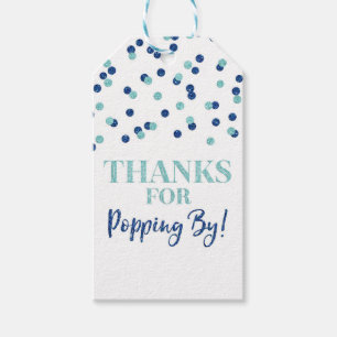 Blue Confetti Thanks for Popping by Gift Tags