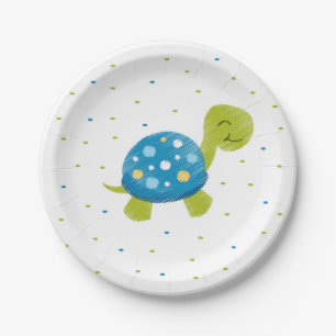 Blue Confetti Turtle Plate