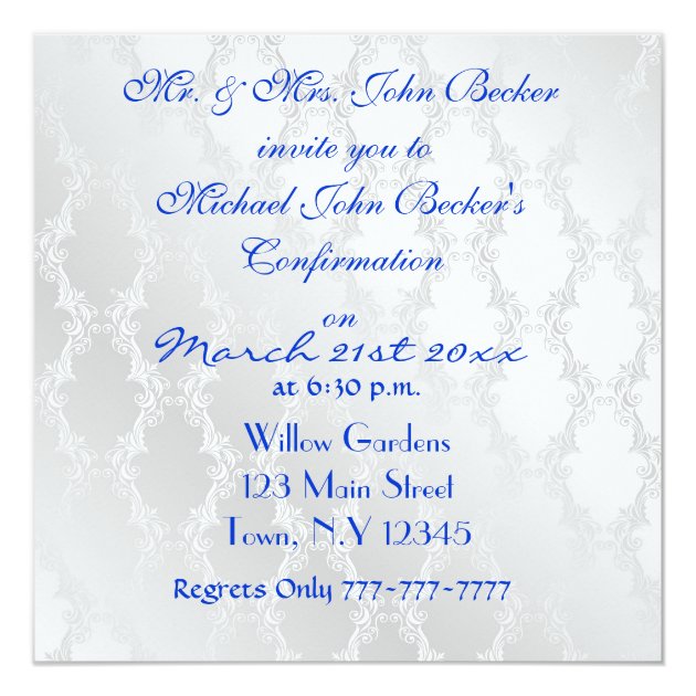 BLUE CONFIRMATION Invitations Elegant Design