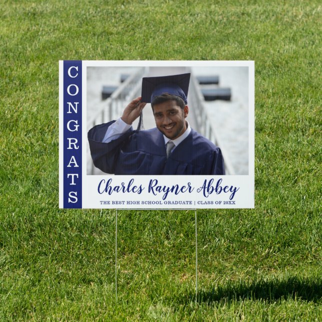 Blue Congrats Grad 2025  Photo Graduation Sign (Insitu)
