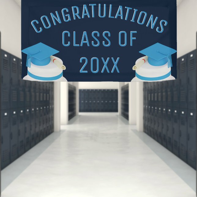 Blue Congratulations Class of Graduation Banner (Congratulate the graduates with this graduation banner. Just add the year)