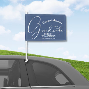 Blue Congratulations Graduate  Car Flag