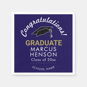 Blue Congratulations Graduate Graduation Cap Napkins