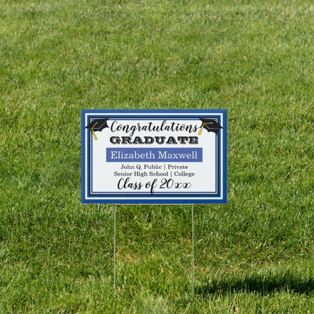 Blue Congratulations Graduate Graduation Photo Sign (Insitu)