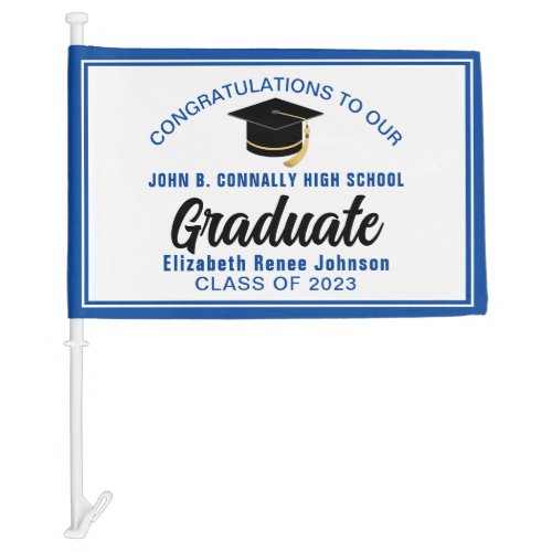 Blue Congratulations Graduate Personalized 2023 Car Flag