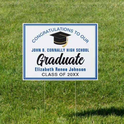 Blue Congratulations Graduate Personalized Yard Sign
