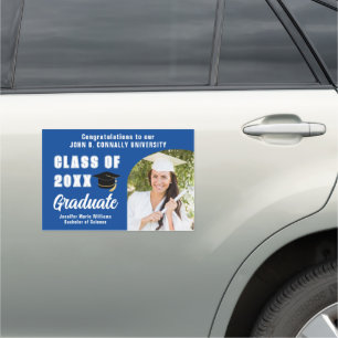 Blue Congratulations Graduate Photo Class of 2026 Car Magnet