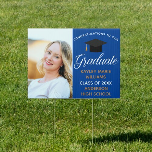 Blue Congratulations Graduate Photo Graduation Sign