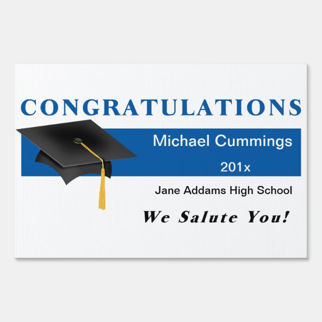 Blue Congratulations Graduation Yard Sign (Front)