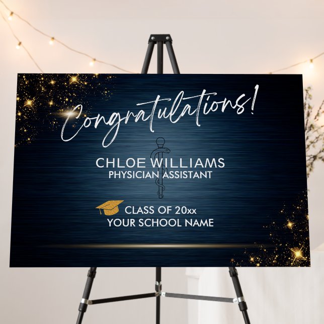 Blue Congratulations Physician Assistant Graduate Foam Board (In Situ (Stand))