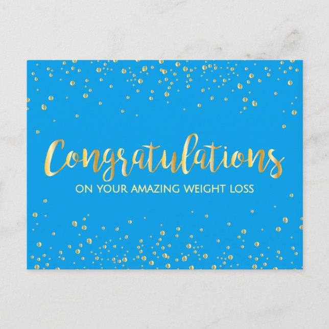 Blue Congratulations Weight Loss Achievement Postcard (Front)