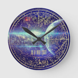 Blue Constellation Round Clock