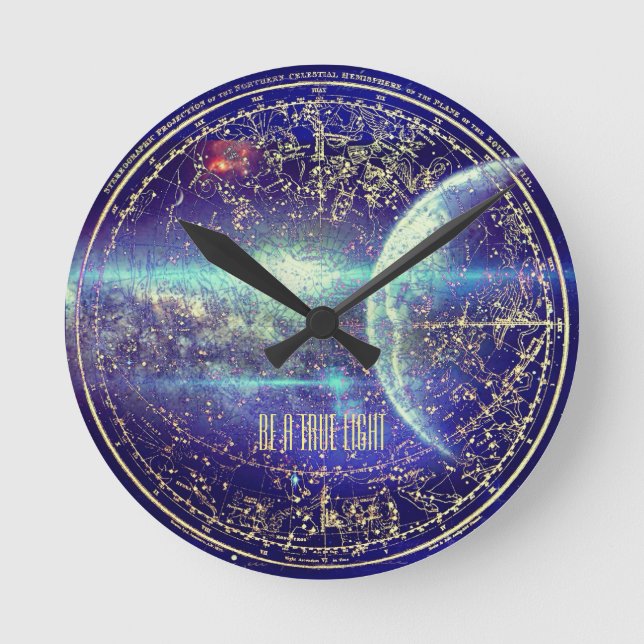 Blue Constellation Round Clock (Front)