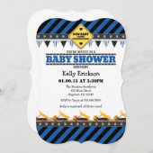 Blue Construction Baby Shower Invitation (Front/Back)
