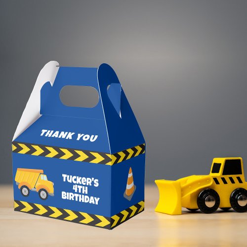 Blue Construction Dump Truck Boys Birthday Party Favor Boxes