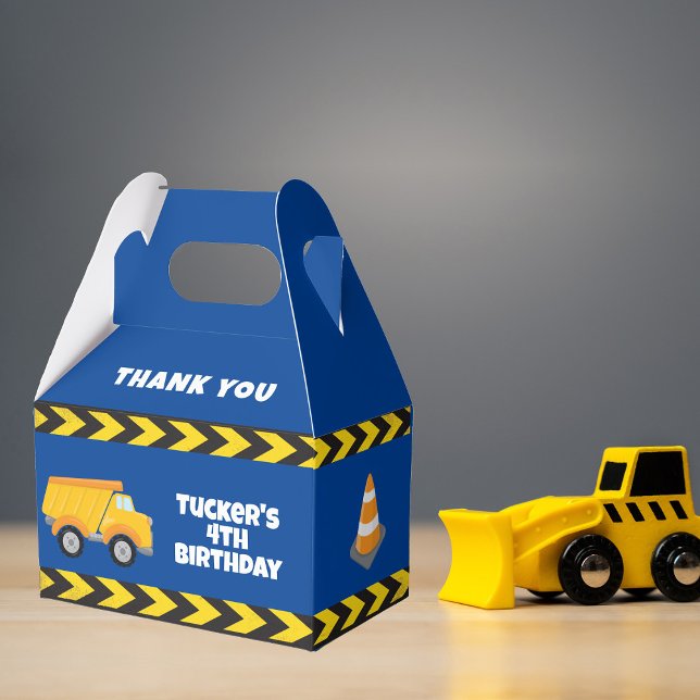 Blue Construction Dump Truck Boys Birthday Party Favor Boxes (Creator Uploaded)
