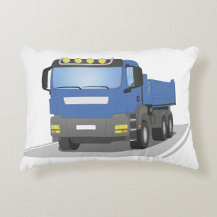 blue construction sites trucks accent pillow