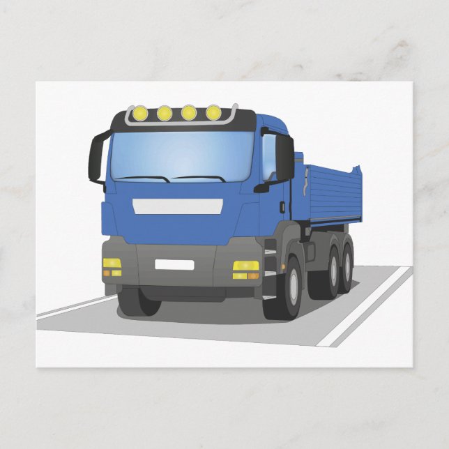 blue construction sites trucks postcard (Front)