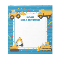 Blue Construction Trucks Personalized Mitzvah
