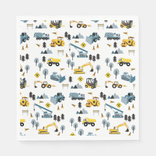 Blue Construction Trucks & Site Theme Pattern Napkins