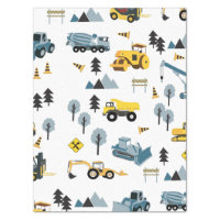 Construction Trucks Pattern - Excavator, Dump Truck, Backhoe and more. Wrapping  Paper by iDove Design