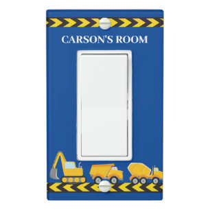 Blue Construction Vehicle Custom Boys Bedroom Light Switch Cover