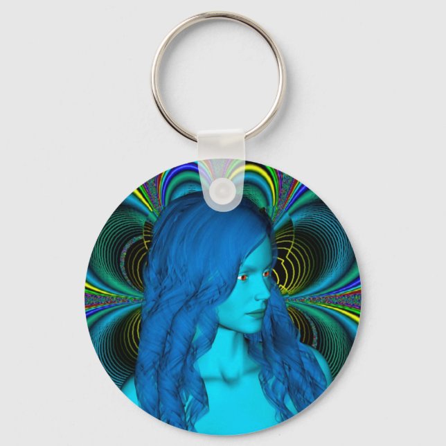 Blue Contemplation Keychain (Front)