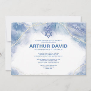 Blue Contemporary Bar Mitzvah Invitation