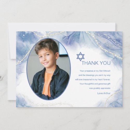 Blue Contemporary Photo Thank You Card