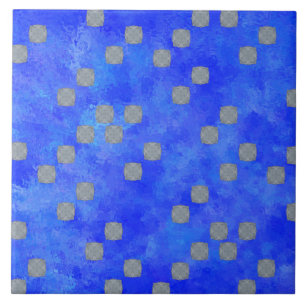 Blue Contemporary Polka Dots Pattern Ceramic Tile