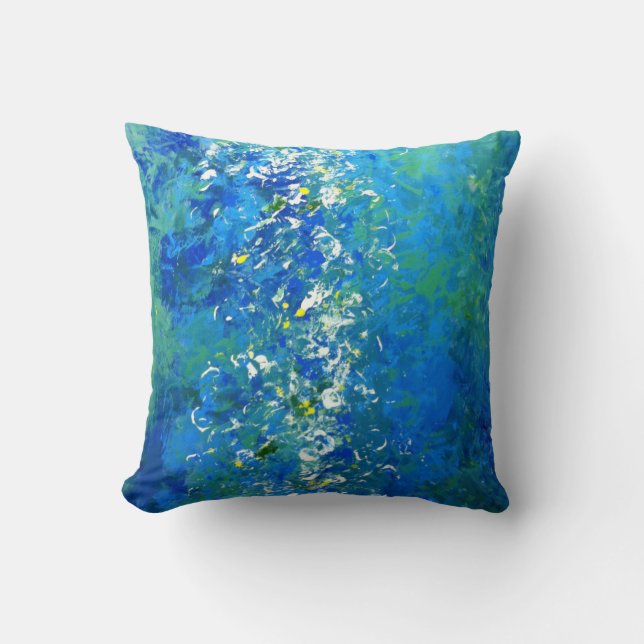 Blue Contemporary Underwater Pillow (Front)
