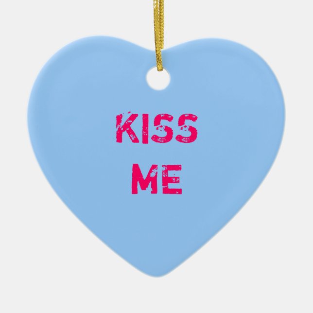 Blue Conversation Heart Photo Ornament (Front)