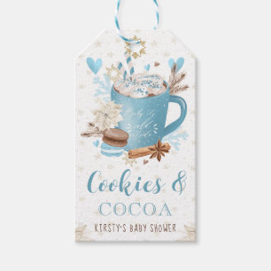 Blue Cookies and Cocoa Baby Shower Gift Tags