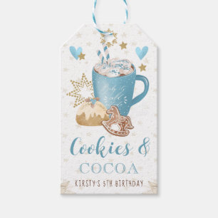 Blue Cookies and Cocoa Birthday Party Gift Tags