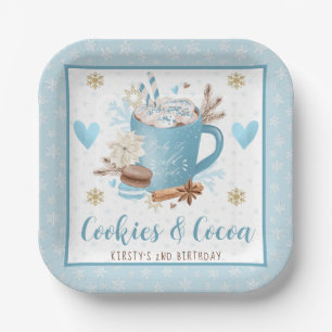 Blue Cookies & Cocoa Birthday Party Paper Plates