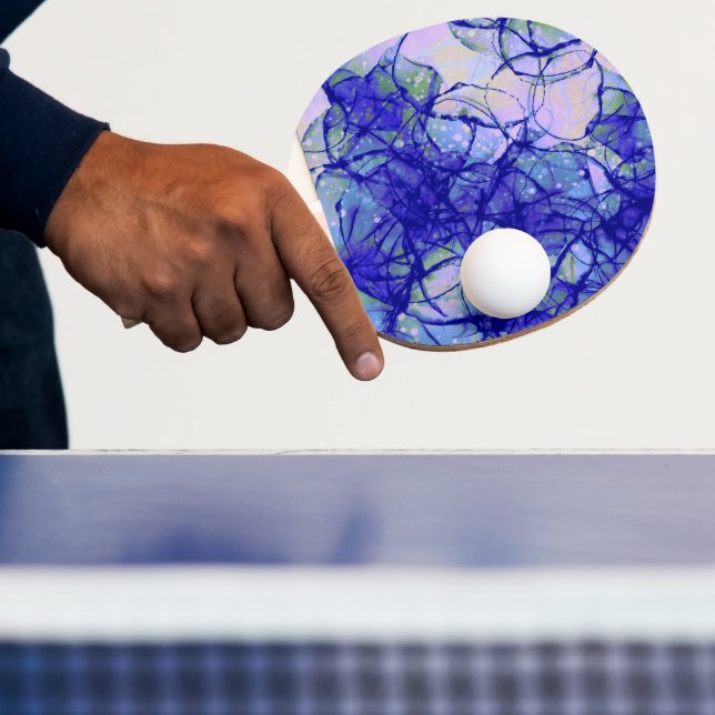 Blue Cool Abstract Art Double Sided Ping Pong Paddle (Insitu)