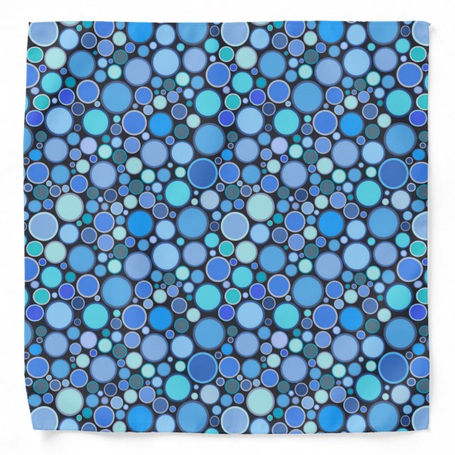 Blue cool bubbles pattern bandana (Front)